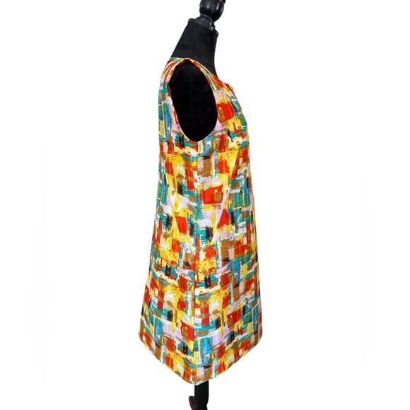 TAHARI ASL Abstract Watercolor Sheath Dress Size 10 - Vibrant Art Print - Picture 6 of 8